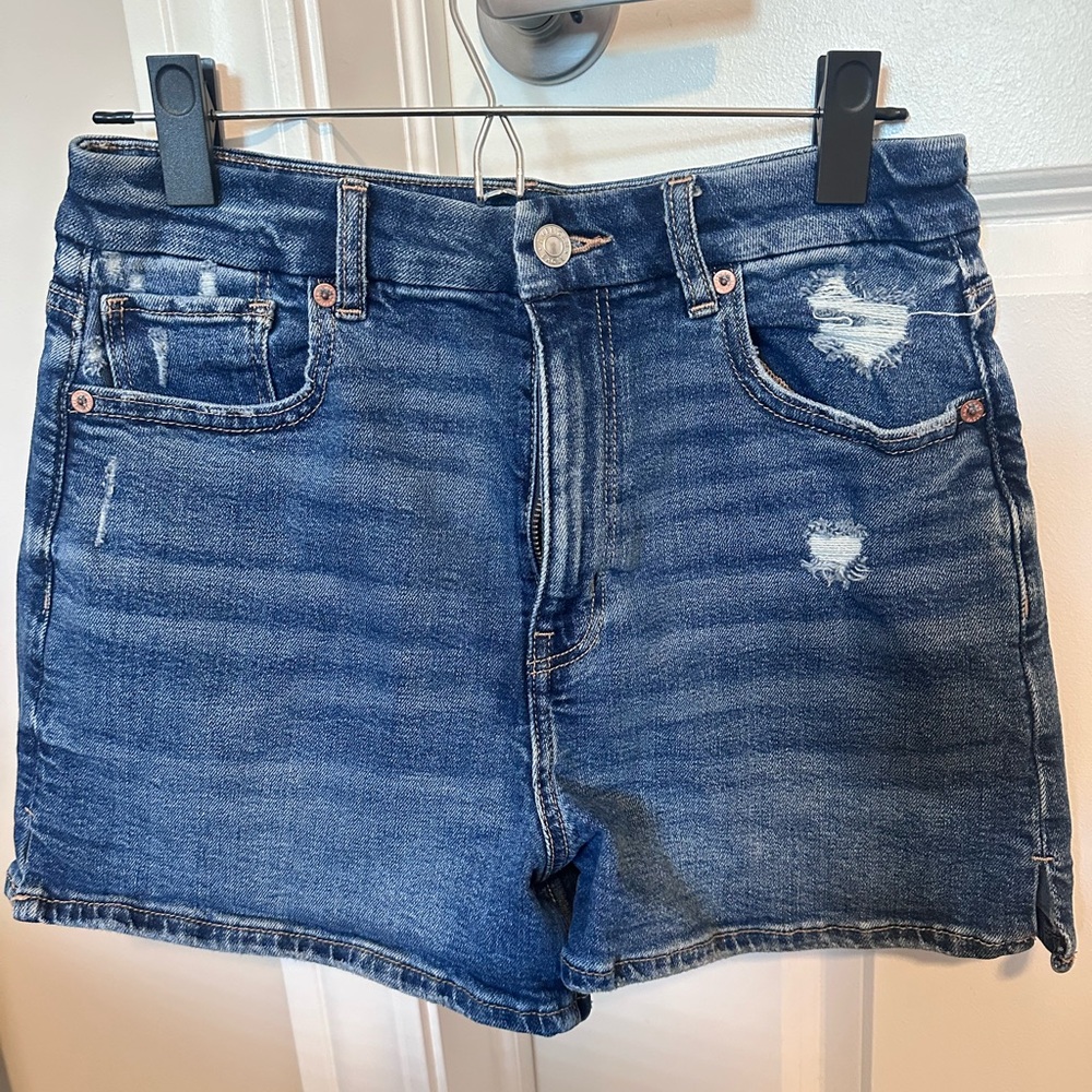American Eagle Blue Jean Shorts Distressed Raw Hem